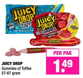 Promoties Juicy drop gummies of toffee - Juicy Drop - Geldig van 22/05/2018 tot 03/06/2018 bij Big Bazar