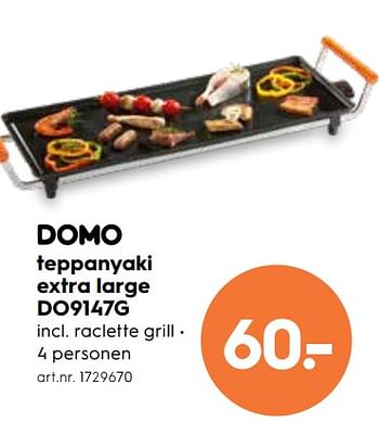 Promoties Domo teppanyaki extra large do9147g - Domo - Geldig van 23/05/2018 tot 29/05/2018 bij Blokker