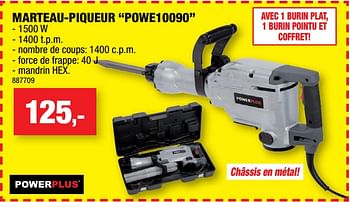 Promotions Powerplus marteau-piqueur powe10090 - Powerplus - Valide de 23/05/2018 à 03/06/2018 chez Hubo
