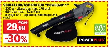 Promotions Powerplus souffleur-aspirateur poweg9011 - Powerplus - Valide de 23/05/2018 à 03/06/2018 chez Hubo