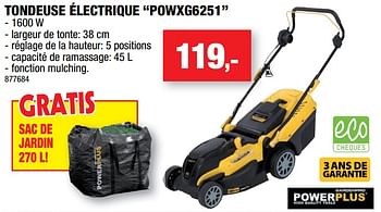 Promoties Powerplus tondeuse électrique powxg6251 - Powerplus - Geldig van 23/05/2018 tot 03/06/2018 bij Hubo