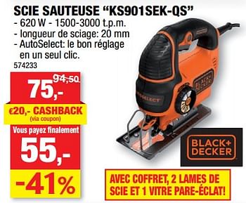 Promoties Black + decker scie sauteuse ks901sek-qs - Black & Decker - Geldig van 23/05/2018 tot 03/06/2018 bij Hubo