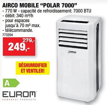Promotions Eurom airco mobile polar 7000 - Eurom - Valide de 23/05/2018 à 03/06/2018 chez Hubo