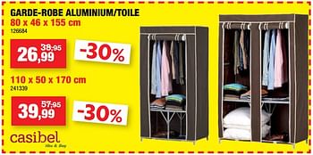 Promoties Garde-robe aluminium-toile - Casibel - Geldig van 23/05/2018 tot 03/06/2018 bij Hubo
