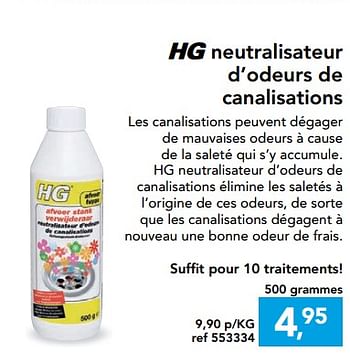 Promotions Hg neutralisateur d`odeurs de canalisations - HG - Valide de 23/05/2018 à 03/06/2018 chez Hubo