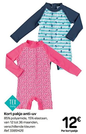 Promoties Kort pakje anti-uv - Tex Baby - Geldig van 23/05/2018 tot 04/06/2018 bij Carrefour