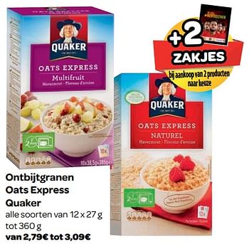 Promoties Ontbijtgranen oats express quaker - Quaker - Geldig van 23/05/2018 tot 04/06/2018 bij Carrefour