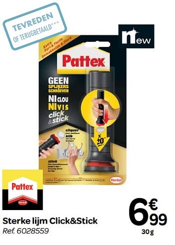 Promotions Sterke lijm click+stick - Pattex - Valide de 23/05/2018 à 04/06/2018 chez Carrefour