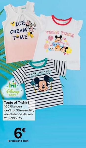 Promoties Topje of t-shirt - Disney Baby - Geldig van 23/05/2018 tot 04/06/2018 bij Carrefour