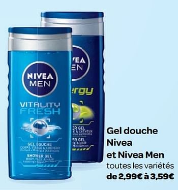 Promotions Gel douche nivea et nivea men - Nivea - Valide de 23/05/2018 à 04/06/2018 chez Carrefour