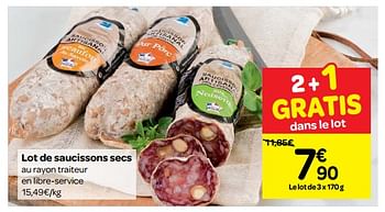 Promotions Lot de saucissons secs - Produit maison - Carrefour  - Valide de 23/05/2018 à 28/05/2018 chez Carrefour
