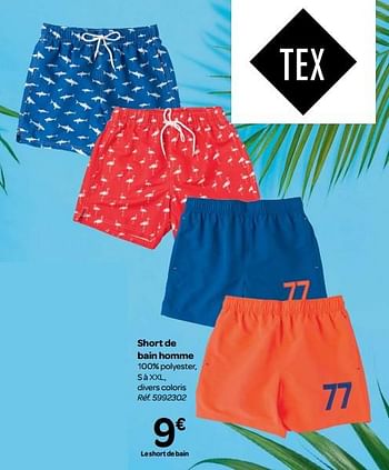 Promoties Short de bain homme - Tex - Geldig van 23/05/2018 tot 04/06/2018 bij Carrefour