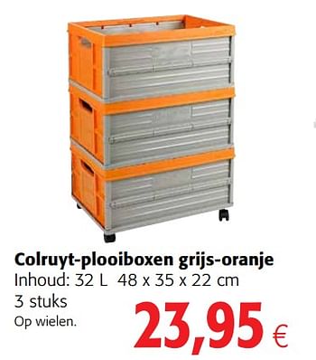 Promotions Colruyt-plooiboxen grijs-oranje - Produit maison - Colruyt - Valide de 23/05/2018 à 05/06/2018 chez Colruyt