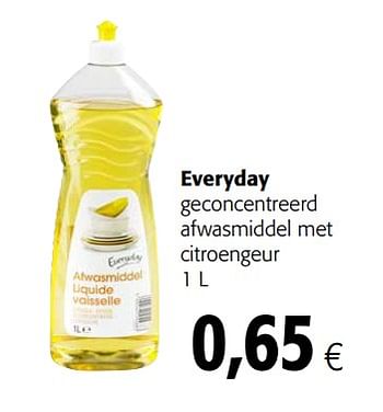 Promotions Everyday geconcentreerd afwasmiddel met citroengeur - Everyday - Valide de 23/05/2018 à 05/06/2018 chez Colruyt