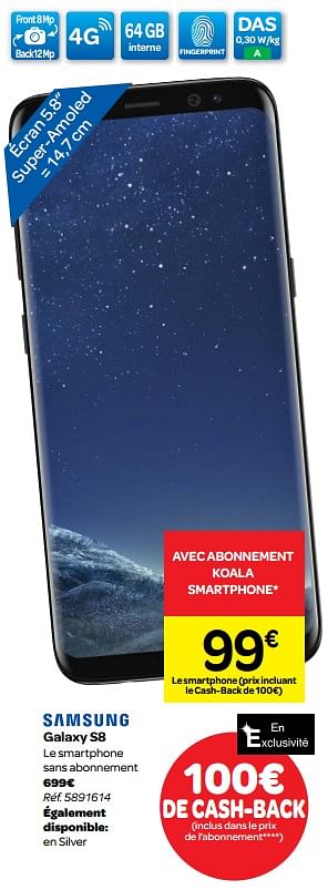 Promotions Samsung galaxy s8 - Samsung - Valide de 23/05/2018 à 04/06/2018 chez Carrefour