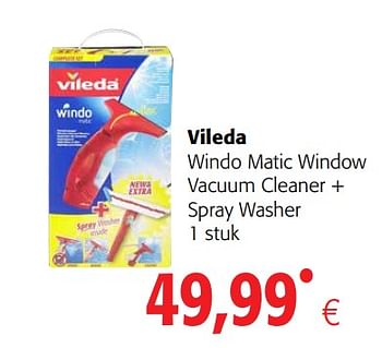 Promoties Vileda windo matic window vacuum cleaner + spray washer - Vileda - Geldig van 23/05/2018 tot 05/06/2018 bij Colruyt