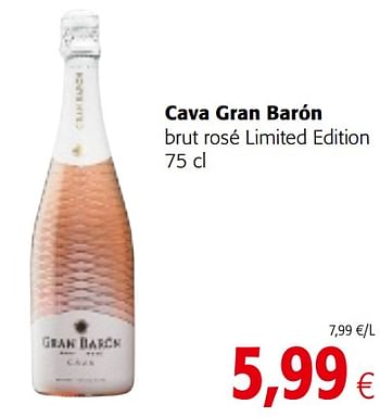 Promoties Cava gran barón brut rosé limited edition - Schuimwijnen - Geldig van 23/05/2018 tot 05/06/2018 bij Colruyt