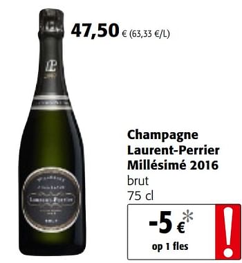 Promoties Champagne laurent-perrier millésimé 2016 - Laurent-Perrier - Geldig van 23/05/2018 tot 05/06/2018 bij Colruyt