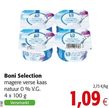 Promoties Boni selection magere verse kaas natuur 0 % v.g. - Boni - Geldig van 23/05/2018 tot 05/06/2018 bij Colruyt
