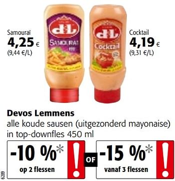 Promoties Devos lemmens alle koude sausen in top-downfles - Devos Lemmens - Geldig van 23/05/2018 tot 05/06/2018 bij Colruyt