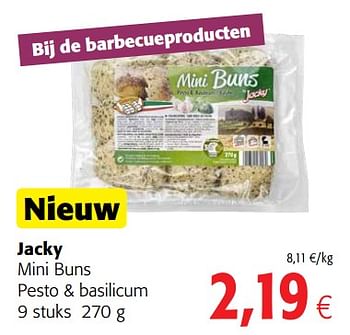 Promoties Jacky mini buns pesto + basilicum - Jacky - Geldig van 23/05/2018 tot 05/06/2018 bij Colruyt