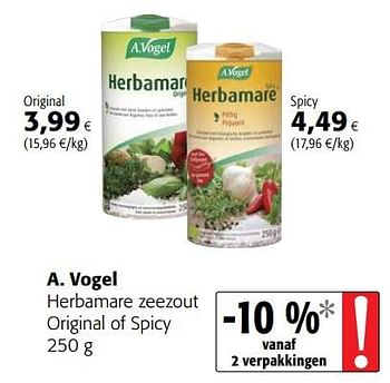 Promotions A. vogel herbamare zeezout original of spicy - A. Vogel - Valide de 23/05/2018 à 05/06/2018 chez Colruyt