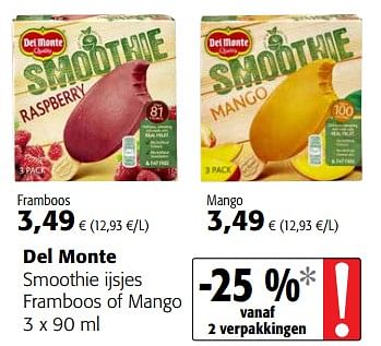 Promoties Del monte smoothie ijsjes framboos of mango - Del Monte - Geldig van 23/05/2018 tot 05/06/2018 bij Colruyt