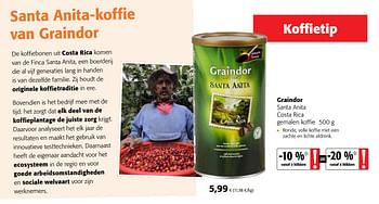 Promoties Graindor santa anita costa rica gemalen koffie - Graindor - Geldig van 23/05/2018 tot 05/06/2018 bij Colruyt