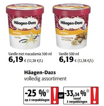 Promoties Häagen-dazs volledig assortiment - Haagen-Dazs - Geldig van 23/05/2018 tot 05/06/2018 bij Colruyt