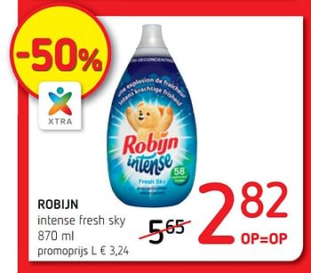 Promotions Robijn intense fresh sky - Robijn - Valide de 24/05/2018 à 06/06/2018 chez Spar (Colruytgroup)