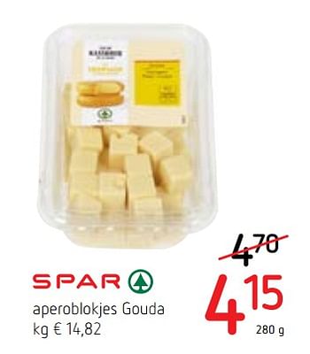 Promoties Spar aperoblokjes gouda - Spar - Geldig van 24/05/2018 tot 06/06/2018 bij Spar (Colruytgroup)