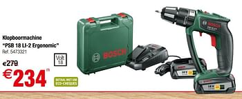 Promoties Bosch klopboormachinepsb 18 li-2 ergonomic - Bosch - Geldig van 30/05/2018 tot 11/06/2018 bij Brico