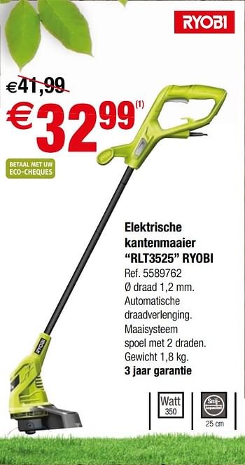Promotions Elektrische kantenmaaier rlt3525 ryobi - Ryobi - Valide de 30/05/2018 à 11/06/2018 chez Brico
