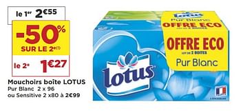 Promotions Mouchoirs boîte lotus - Lotus Nalys - Valide de 22/05/2018 à 03/06/2018 chez Super Casino