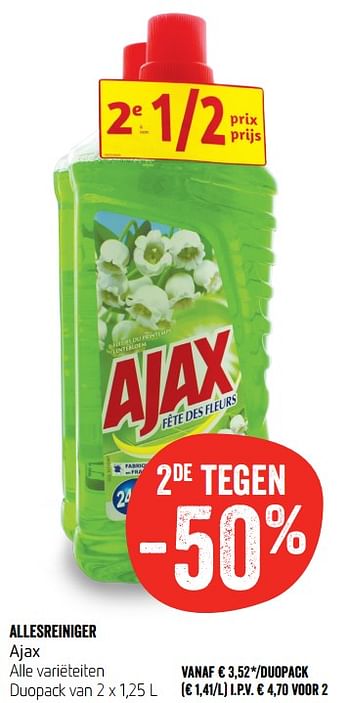 Promoties Allesreiniger ajax alle variëteiten - Ajax - Geldig van 24/05/2018 tot 30/05/2018 bij Delhaize