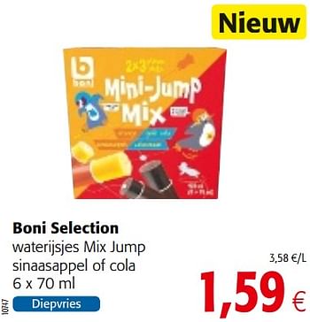 Promoties Boni selection waterijsjes mix jump sinaasappel of cola - Boni - Geldig van 23/05/2018 tot 05/06/2018 bij Colruyt