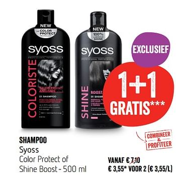 Promoties Shampoo syoss color protect of shine boost - Syoss - Geldig van 24/05/2018 tot 30/05/2018 bij Delhaize