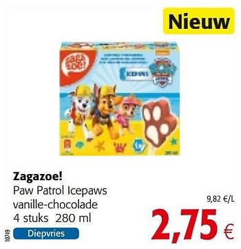Promoties Zagazoe! paw patrol icepaws vanille-chocolade - Zagazoe - Geldig van 23/05/2018 tot 05/06/2018 bij Colruyt