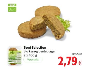 Promotions Boni selection bio kaas-groenteburger - Boni - Valide de 23/05/2018 à 29/05/2018 chez Colruyt