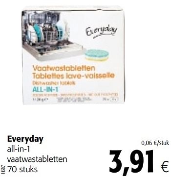 Promoties Everyday all-in-1 vaatwastabletten - Everyday - Geldig van 23/05/2018 tot 05/06/2018 bij Colruyt