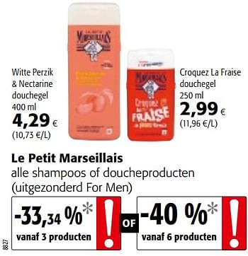 Promoties Le petit marseillais alle shampoos of doucheproducten - Le Petit Marseillais - Geldig van 23/05/2018 tot 05/06/2018 bij Colruyt