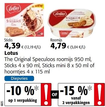 Promoties Lotus the original speculoos roomijs, sticks, sticks mini of hoorntjes - Lotus Bakeries - Geldig van 23/05/2018 tot 05/06/2018 bij Colruyt