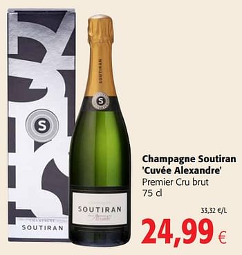 Promotions Champagne soutiran cuvée alexandre premier cru brut - Champagne - Valide de 23/05/2018 à 05/06/2018 chez Colruyt