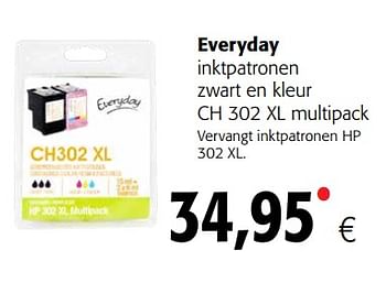 Promoties Everyday inktpatronen zwart en kleur ch 302 xl multipack - Everyday - Geldig van 23/05/2018 tot 05/06/2018 bij Colruyt