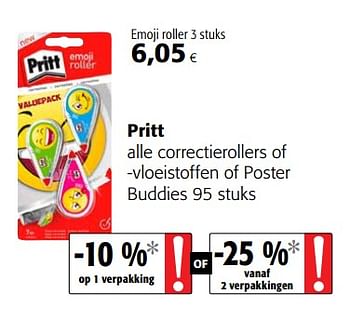 Promotions Pritt alle correctierollers of -vloeistoffen of poster buddies - Pritt - Valide de 23/05/2018 à 05/06/2018 chez Colruyt
