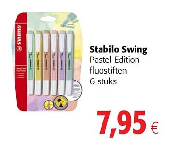 Promoties Stabilo swing pastel edition fluostiften - Stabilo - Geldig van 23/05/2018 tot 05/06/2018 bij Colruyt