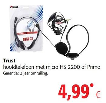 Promoties Trust hoofdtelefoon met micro hs 2200 of primo - Trust - Geldig van 23/05/2018 tot 05/06/2018 bij Colruyt