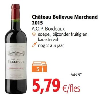 Promoties Château bellevue marchand 2015 a.o.p. bordeaux - Rode wijnen - Geldig van 23/05/2018 tot 05/06/2018 bij Colruyt