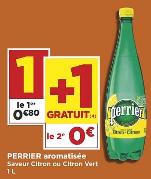 Promotions Perrier aromatisée saveur citron ou citron vert - Perrier - Valide de 22/05/2018 à 03/06/2018 chez Super Casino