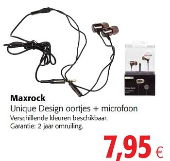 Promotions Maxrock unique design oortjes + microfoon - Maxrock - Valide de 23/05/2018 à 05/06/2018 chez Colruyt